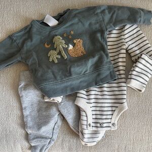 Cozy Kids Matching Set - Green, Gray, and Cream